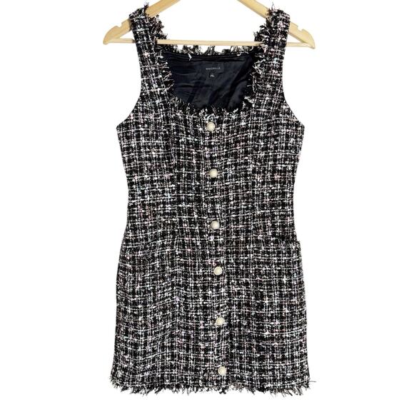 Majorelle Bia Candy Shop Black Tweed Button Front Sleeveless Preppy Mini Dress S - Picture 1 of 11